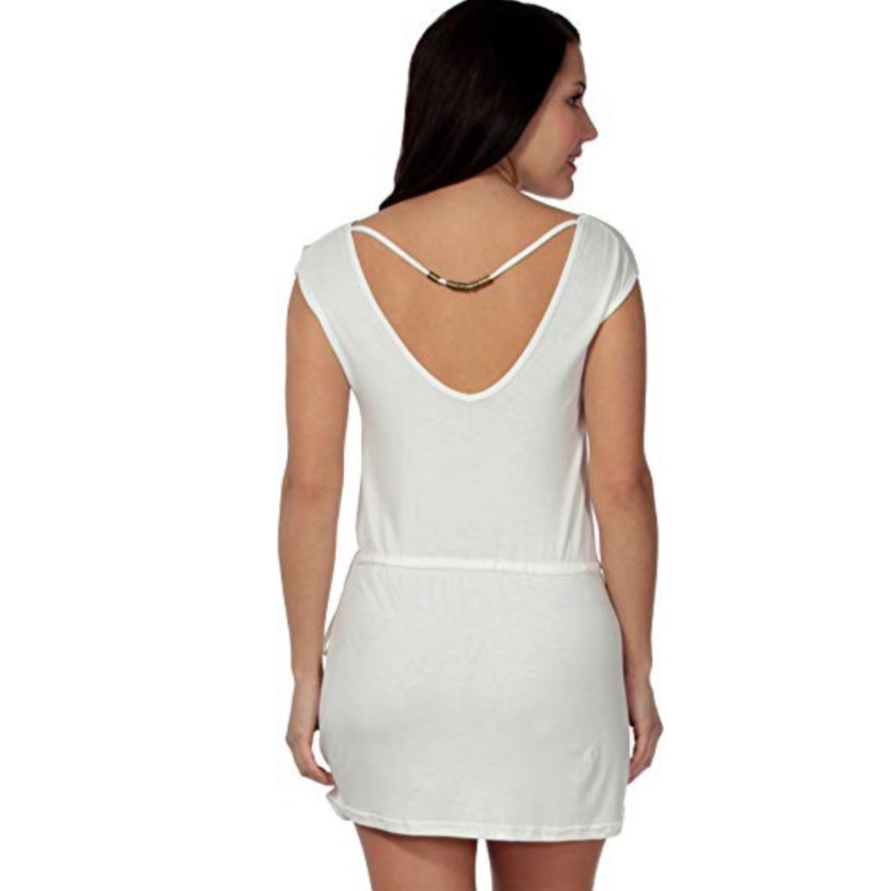 Sleeveless Beach Dress w/ Low Back & Drawstring W